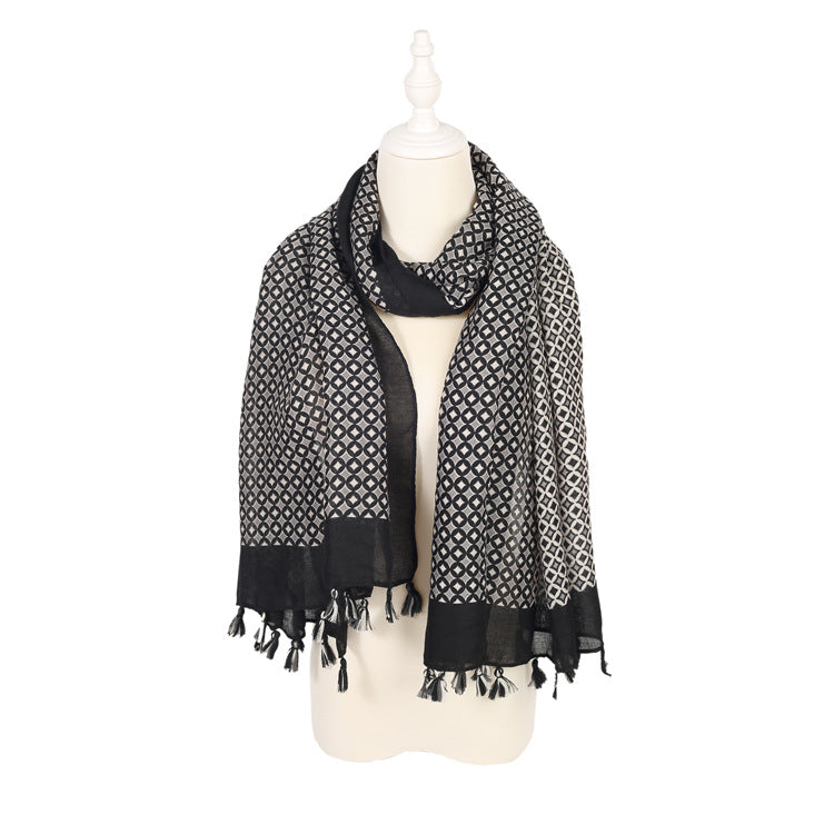 Simple Temperament Ladies Cotton And Linen Scarf
