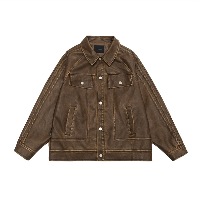 Vintage Distressed Leather Jacket Motorcycle Jacket