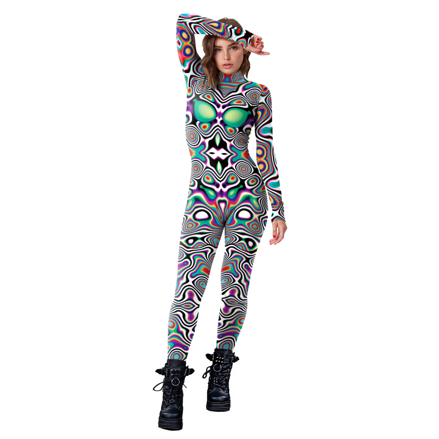 Digital Print Performance Suit Graffiti Wave Role Play One-piece