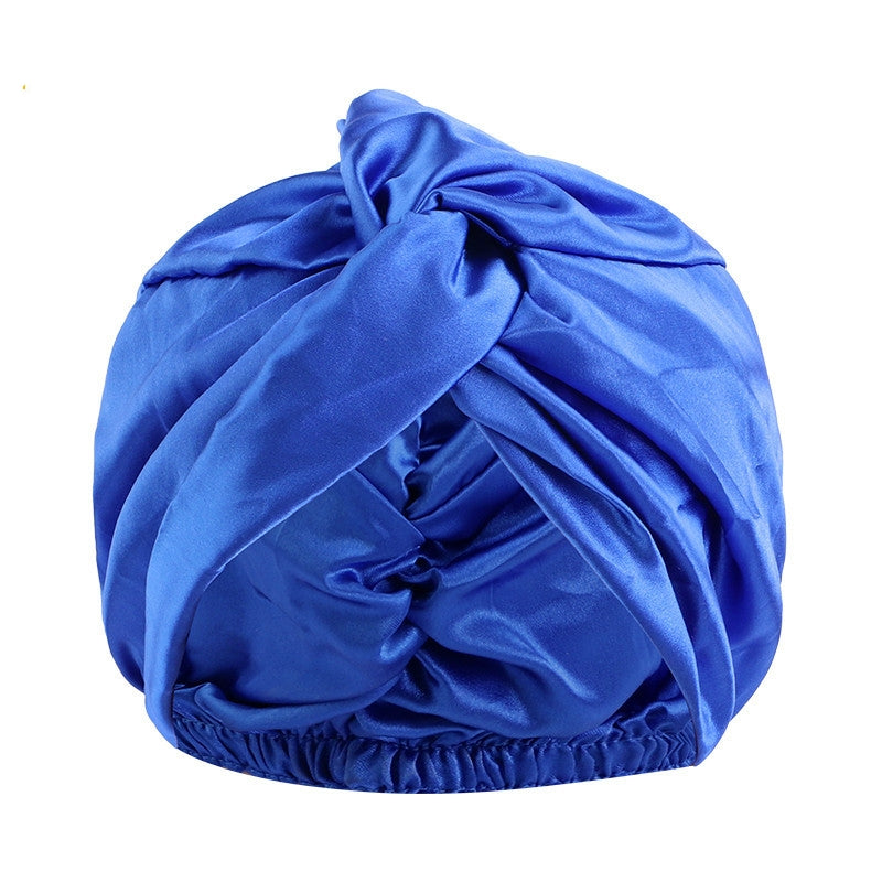Europe And The United States Popular Imitation Silk Double Layer Nightcap Cross Twist Cap