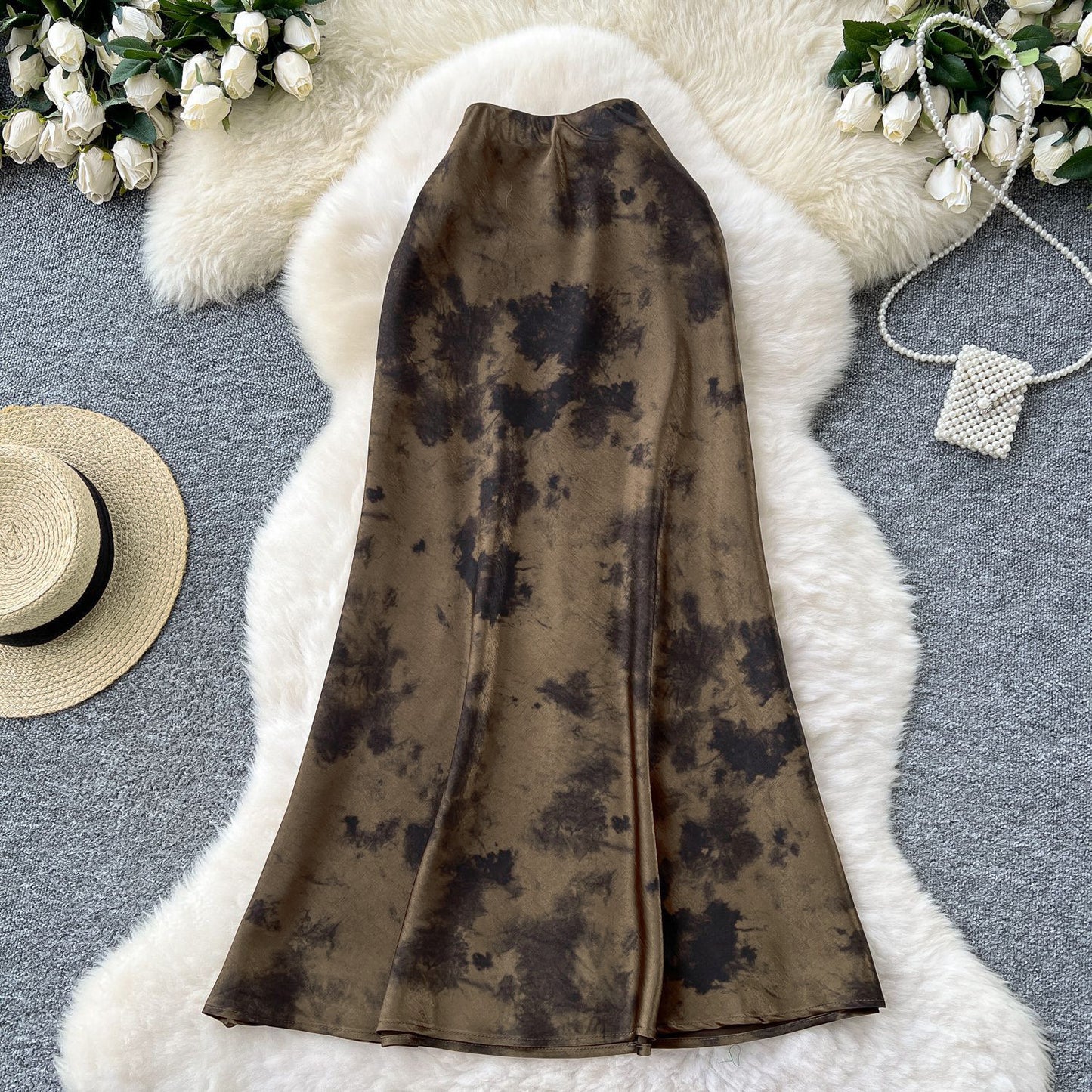French-style Sophisticated Satin Skirt For Women