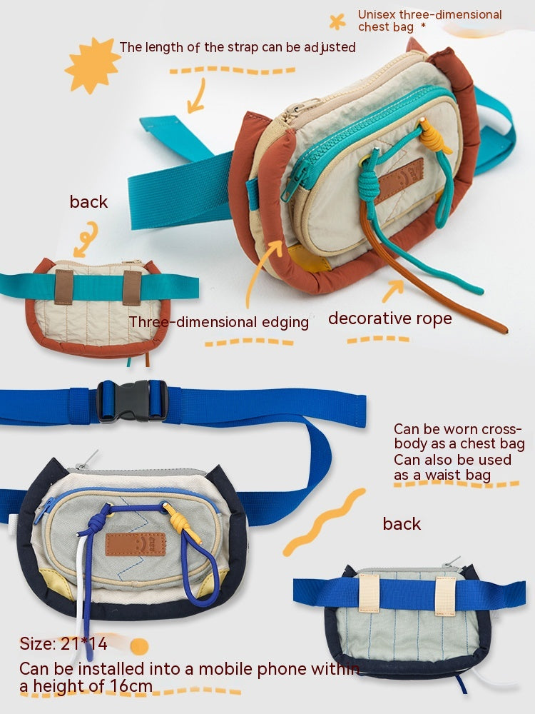 Kontrastfarve Lille Crossbody Brysttaske Mobiltelefon Pung Bæltetaske