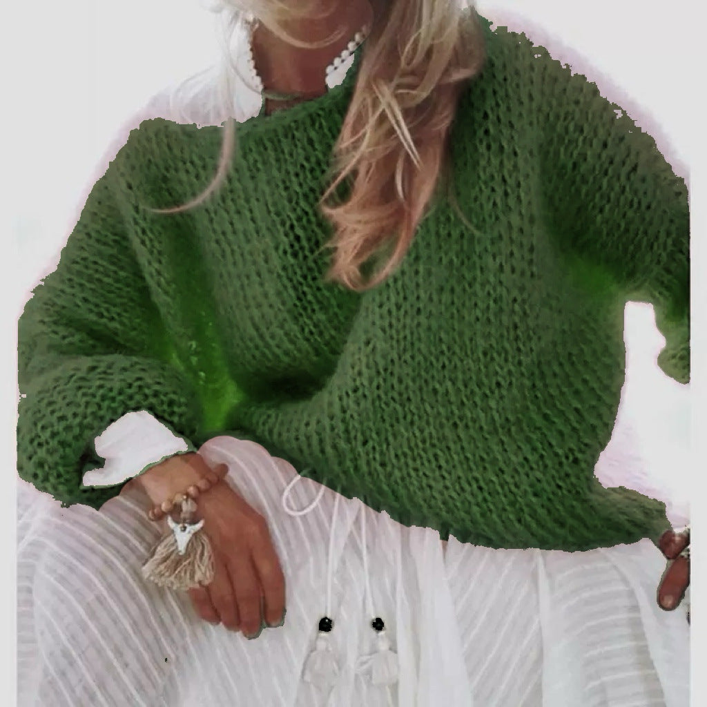 Womens Fashionable Loose Casual Knitted Sweater