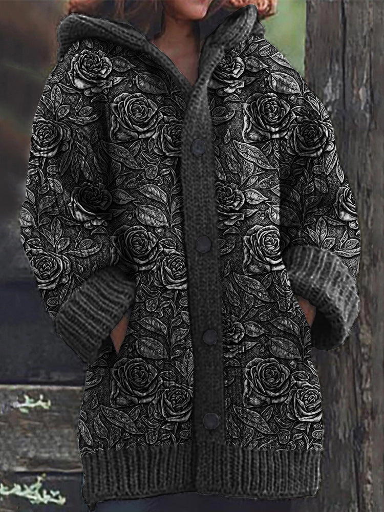 New Christmas Abstract Printed Casual Cloak Coat