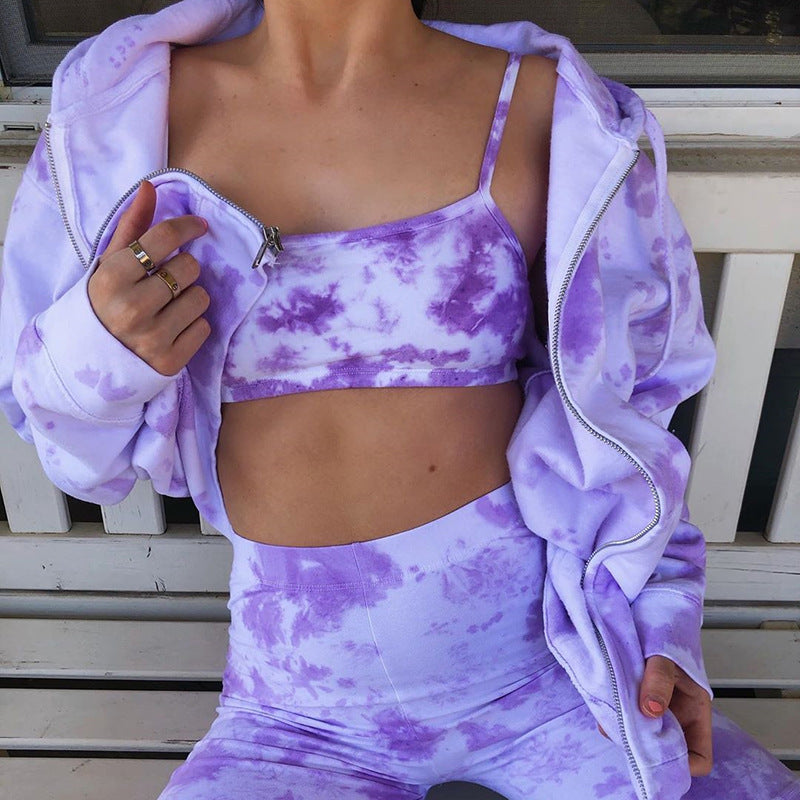 Luźna casualowa kurtka uliczna w stylu tie-dye