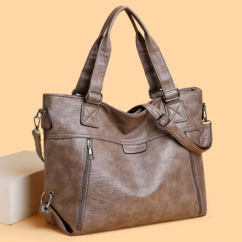 Retro Soft Leather Handbag Fashion Commuter Shoulder Messenger Bag