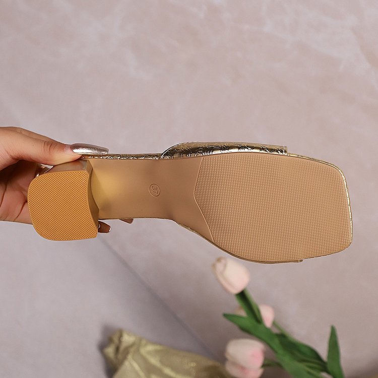 Dame Sandaler med Chunky Hæl og Firkantet Tå