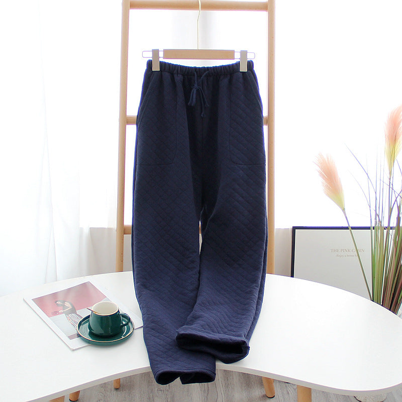 Cotton Air Layer Couple's Thickening Trousers With Side Pockets