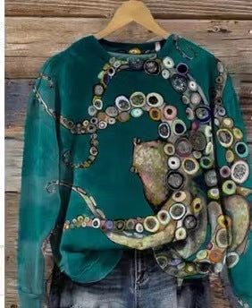 Unisex sweatshirt med printet rund hals