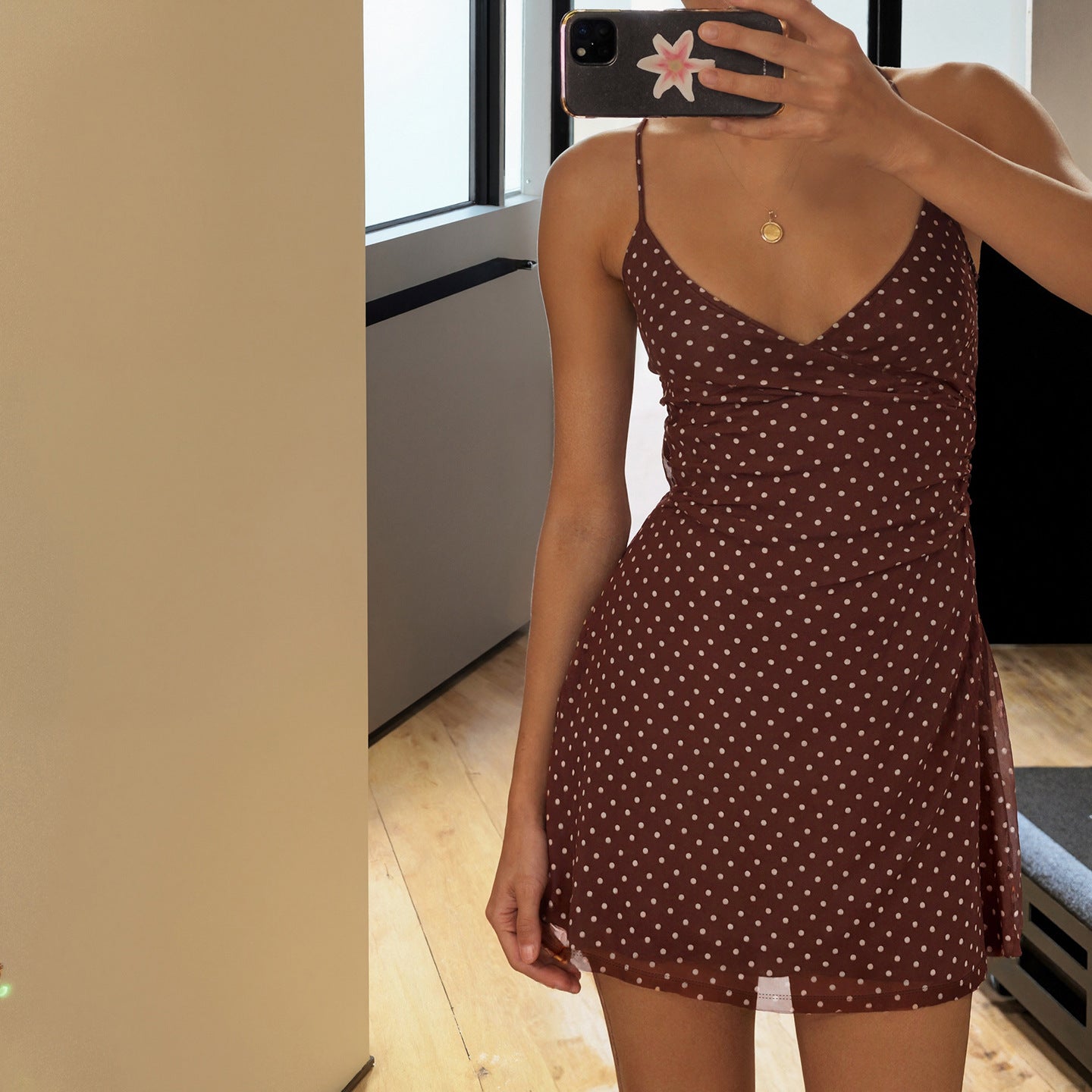 Fitted Slimming Short Polka-dot Dress For Women