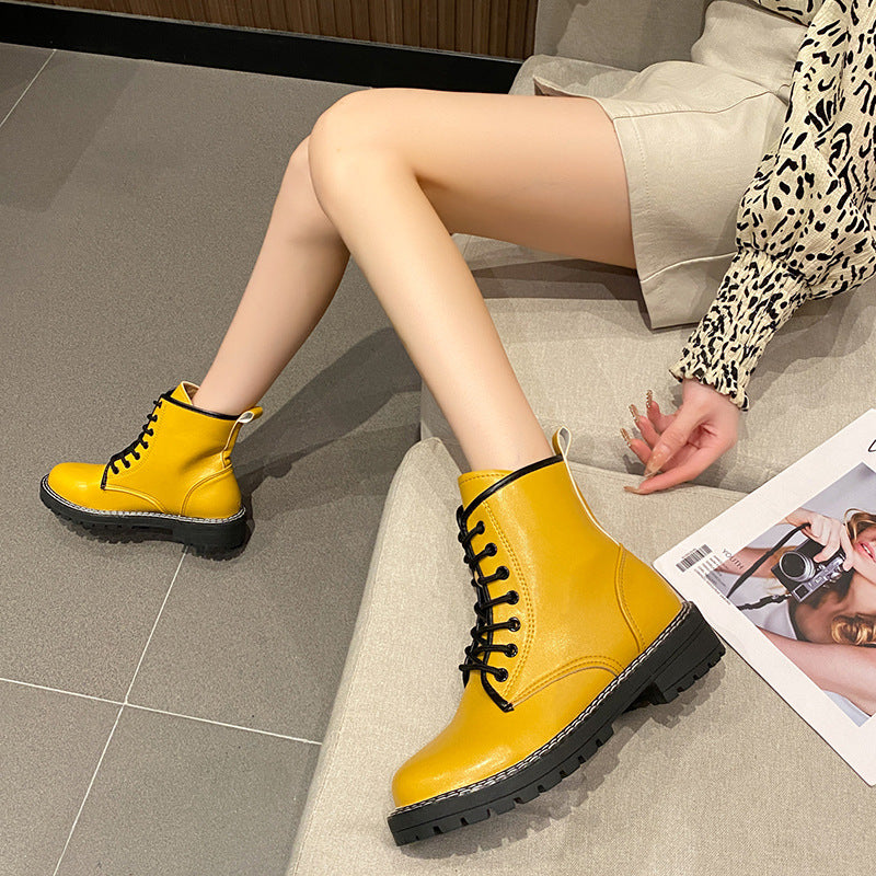 Autumn All Match Thick Heeled Thin Short Boots