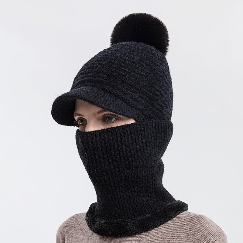 Women's Plush Thickened Warm Knitted Hat Ear Shield