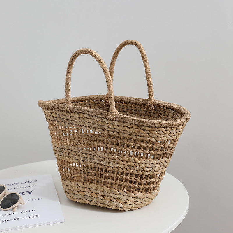 Ny Dame Fransk Vintage Strå Håndkurvetaske