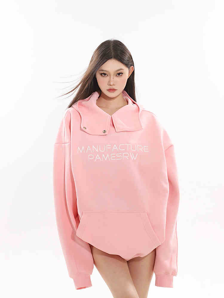 Fløjlsforet løs pullover hoodie til par