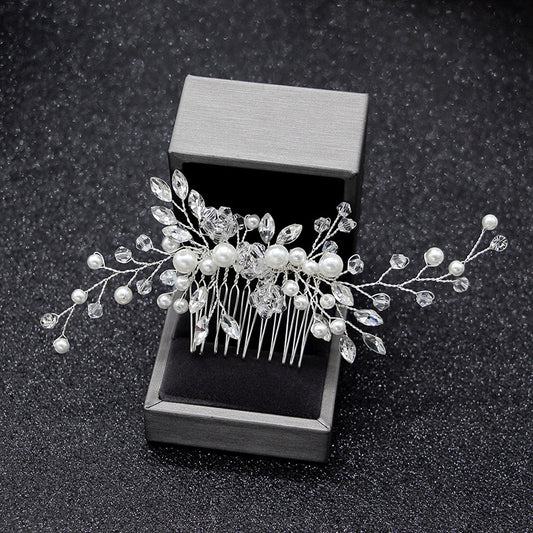 Gold And Silver Horse Eye Diamond Handmade Pearl Hair Comb Insert Comb