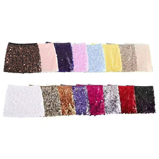 Lady Sequin Decorated Mini Skirt