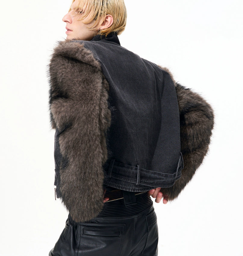 Distressed Straight Shoulder Short Jacket