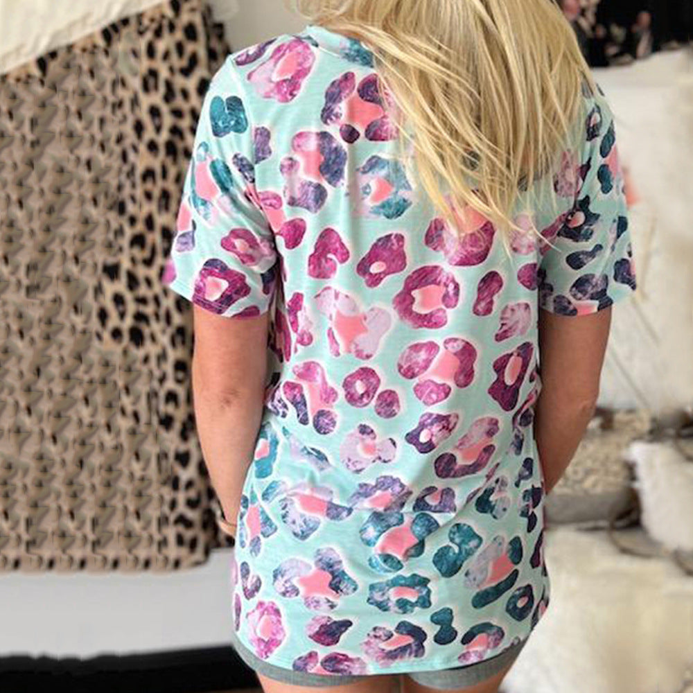 Printed Short Sleeve Loose Casual Top