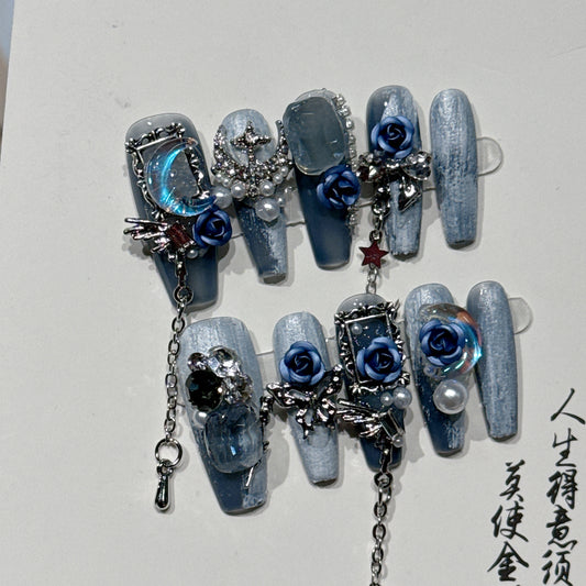 Heavy Industry Blue Beauty Evening Manicure Twinkling And Ornate Rose