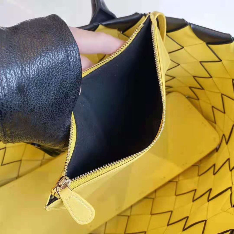 Women's Fashion Head Layer Cowhide Woven Handbag