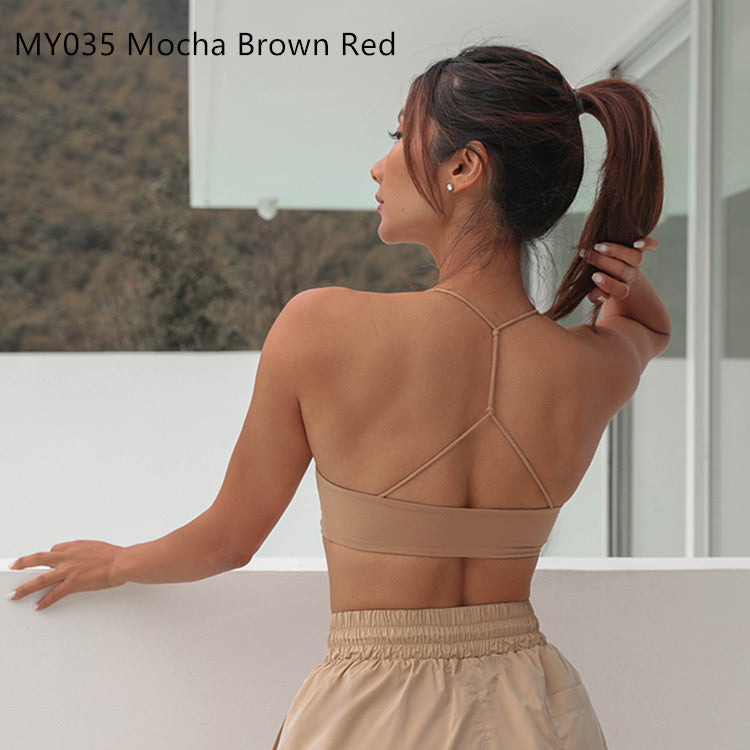 Summer  Yoga Tube Top Shoulders Gathered Sports Underwear