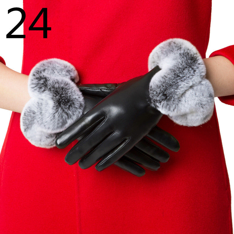Men's Winter Riding Plus Velvet Thick Windproof Leather Gloves