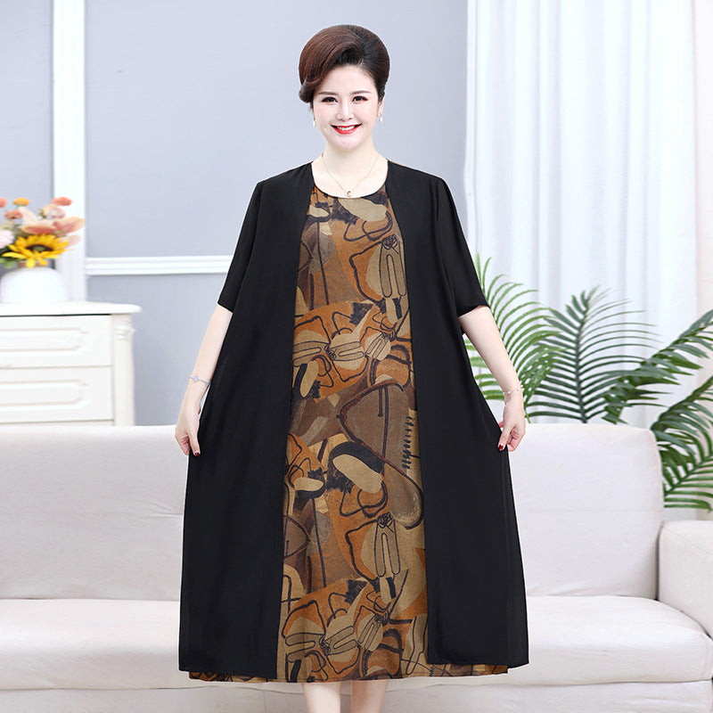 Dress False Two-piece Suit Elegant Chiffon
