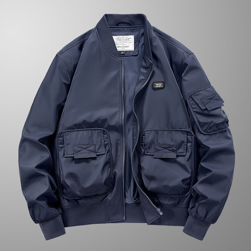Pilot Jacket Men's Multi-bag Windproof Breathable Retro Coat Top