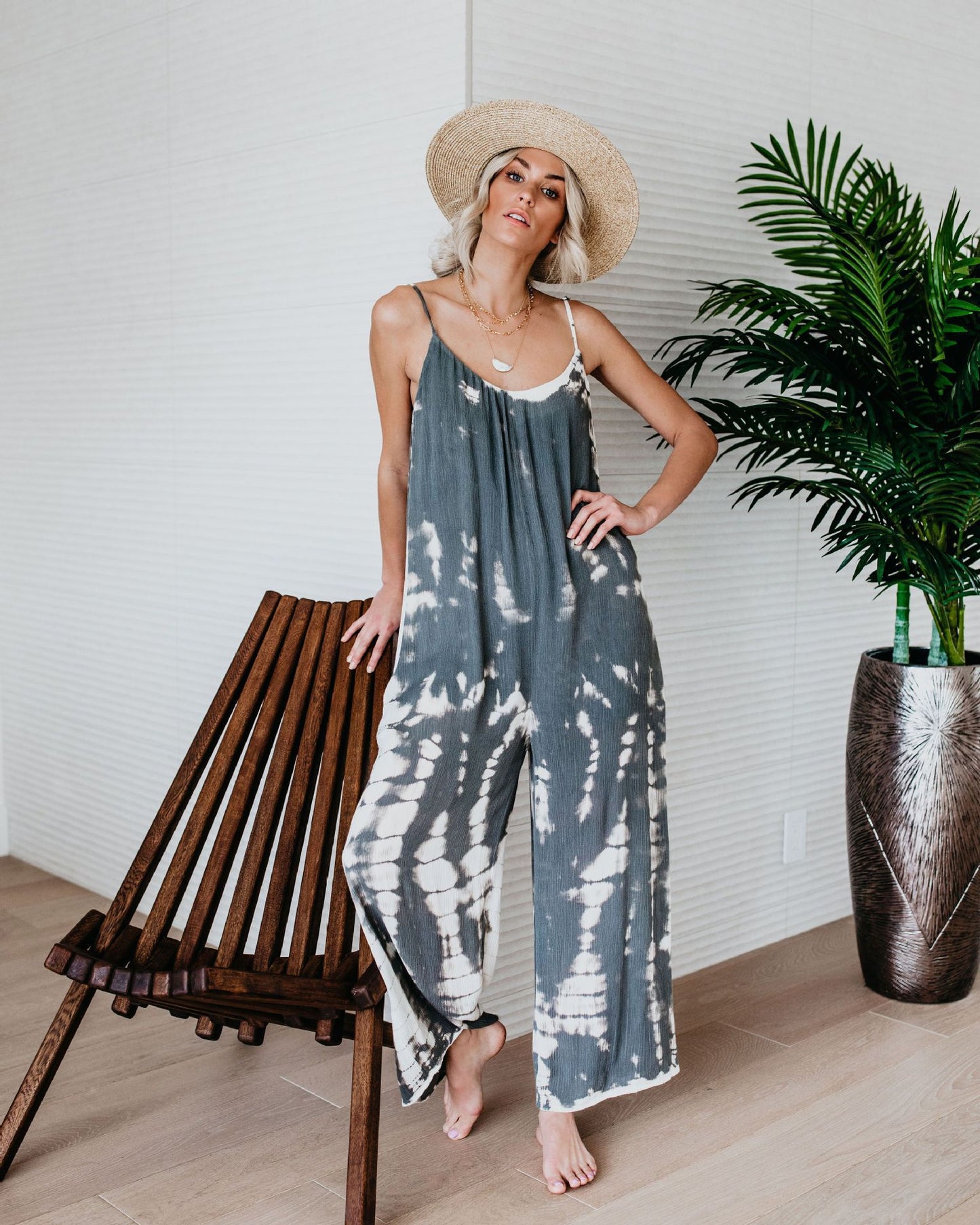 Women's Suspender One Piece Wide Leg Pants