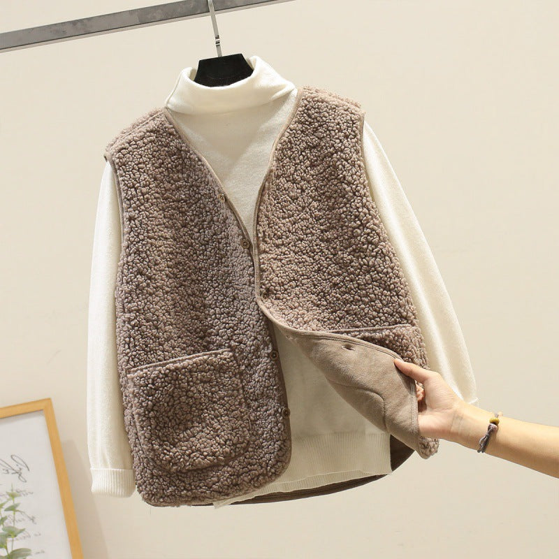 Version Fur Vest Granule Fleece Shoulder Jacket