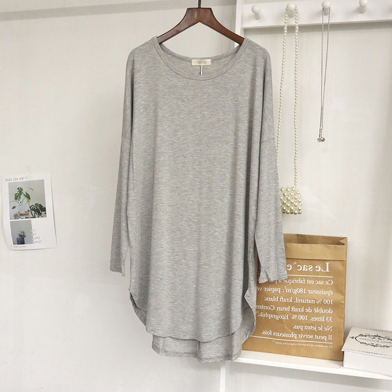 Women's Thin Irregular Layering Shirt Loose Mid-length Top