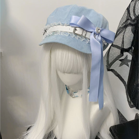Women's Fashion Personality Love Heart Bow Tie Beret