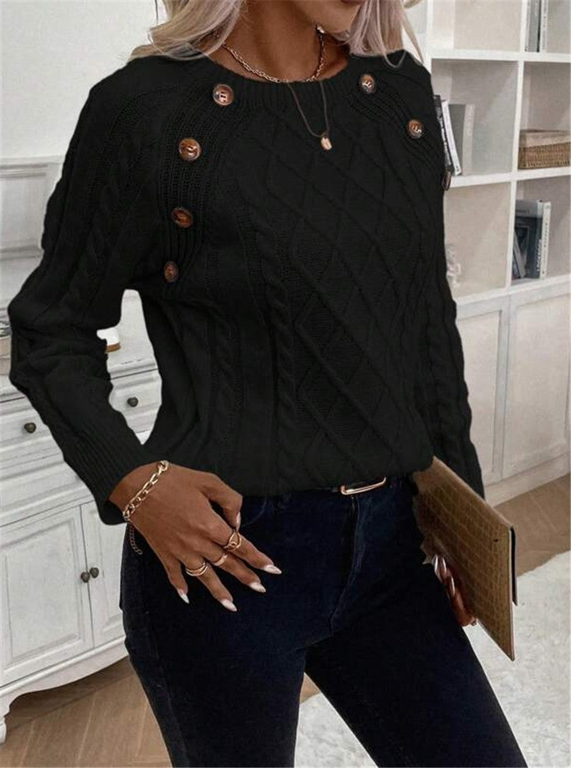 Twisted Pullover Strikket Rundhalset Sweater
