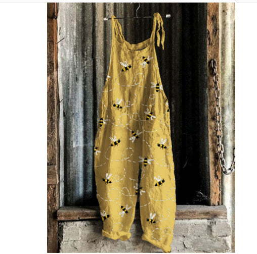 Sweet Little Print Retro Wide-leg Women's Jumpsuit