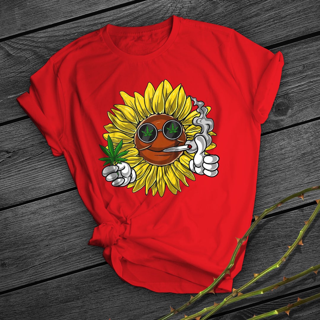 Smoking Sunflower Print Short Shirt Team Uniform European And American Fabrics