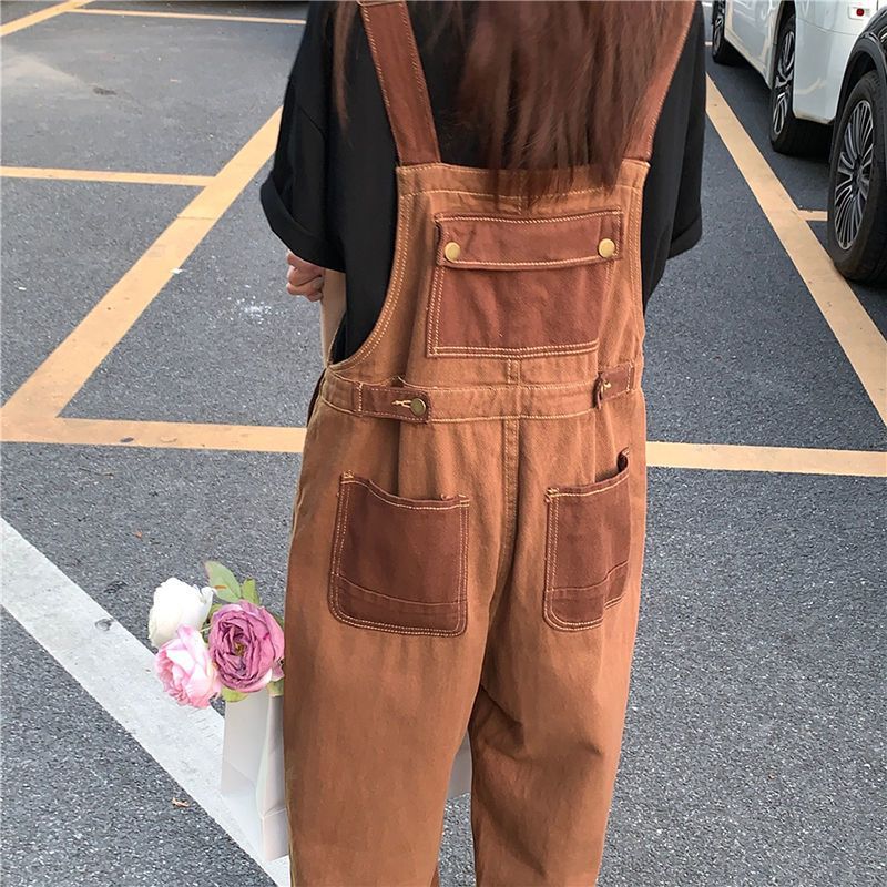 Brown Denim Overalls Womens Spring Autumn New Arrival