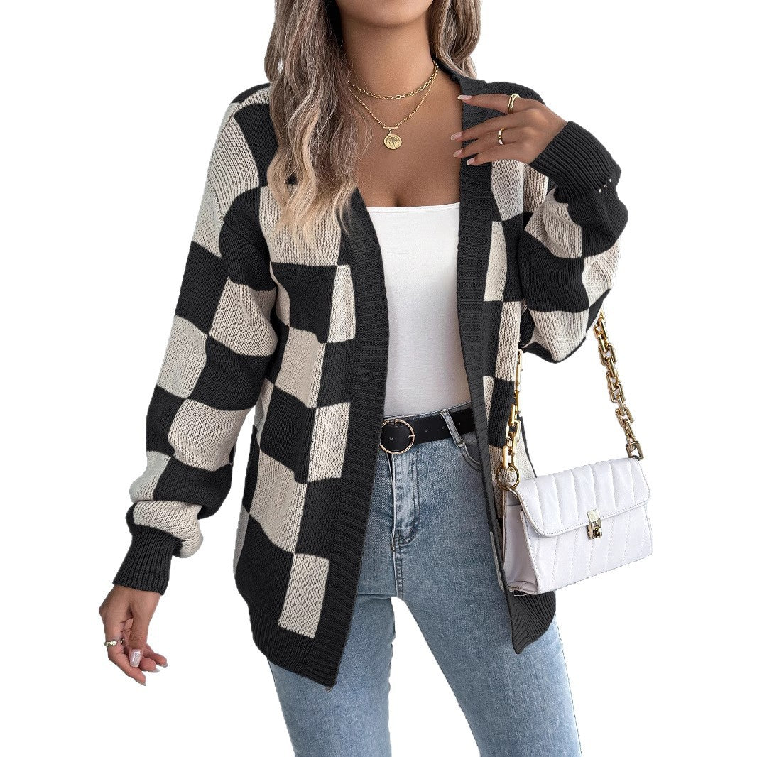Lantern Sleeve Cardigan Sweater Mid-length Coat