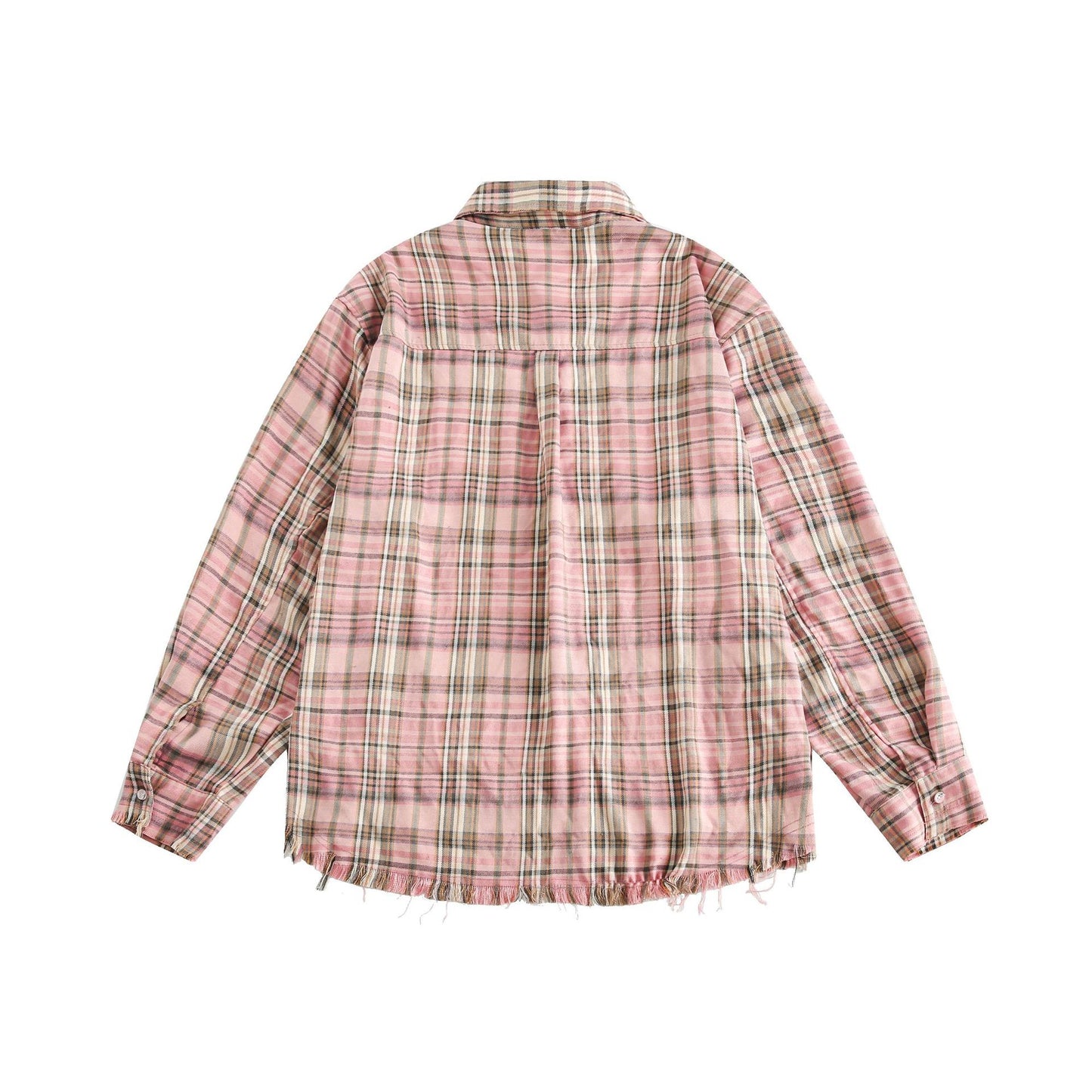 Plaid Shirt Coat Burrs Tassels Men And Women