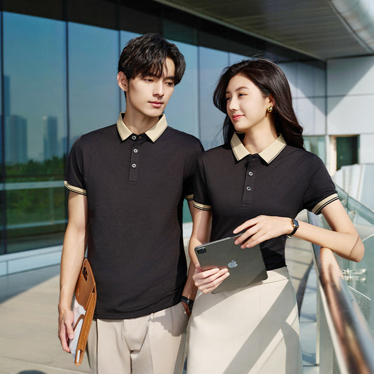 Summer Polo Shirt Solid Color Overalls