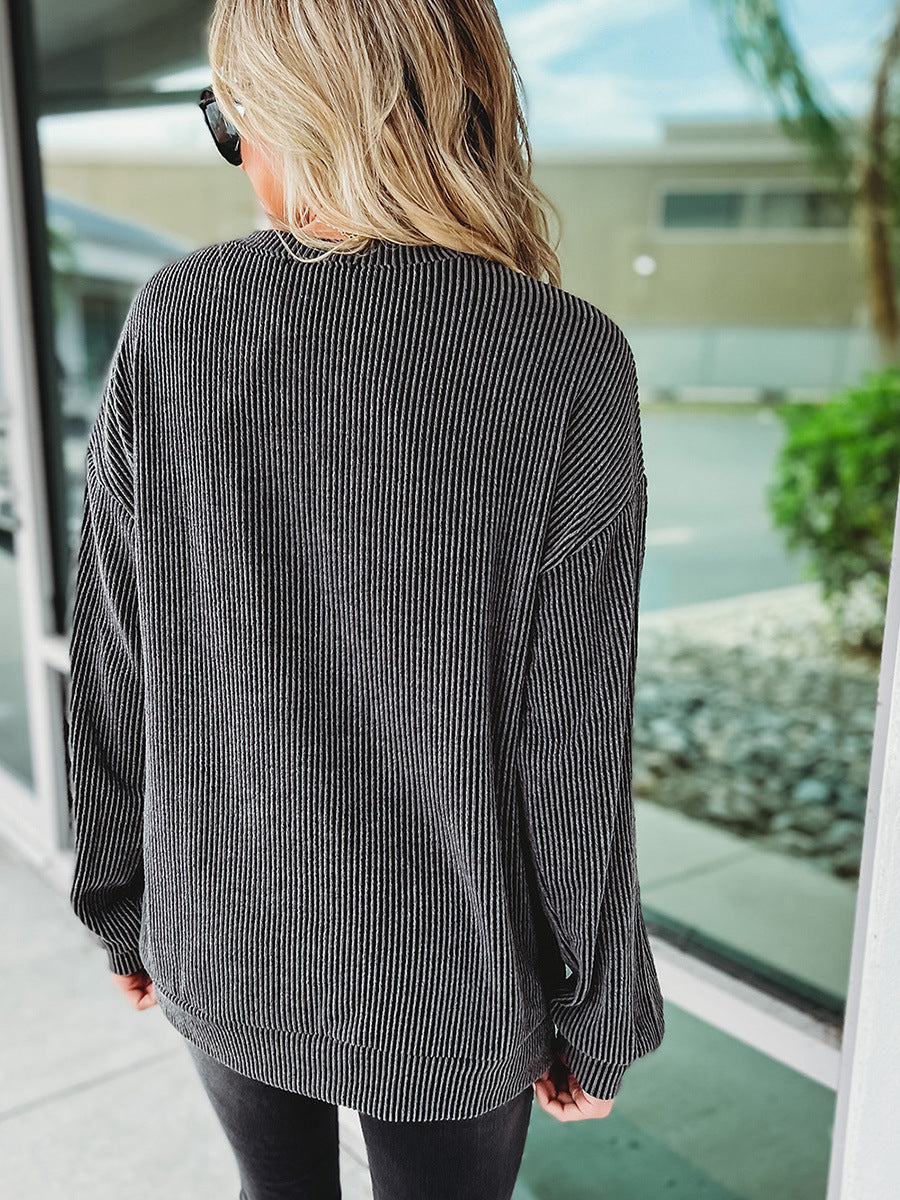 Pullover Round Neck Long Sleeves Top For Women