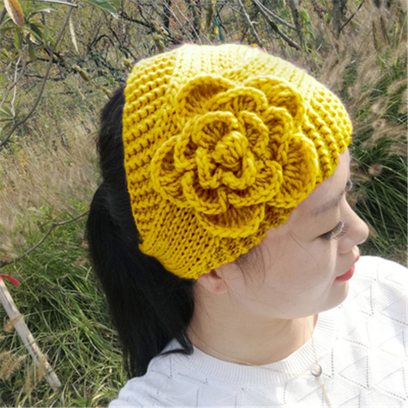 Women's Beanie Windproof Belt Fashion Warm Flower Headgear
