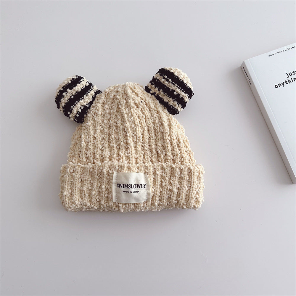 Ear Style Children's Stripes Knitted Hat Warm