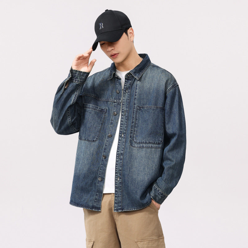 American Casual Retro Long Sleeve Denim Shirt