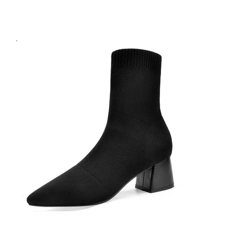 Winter Socks Boots High Heel Women's Shoes