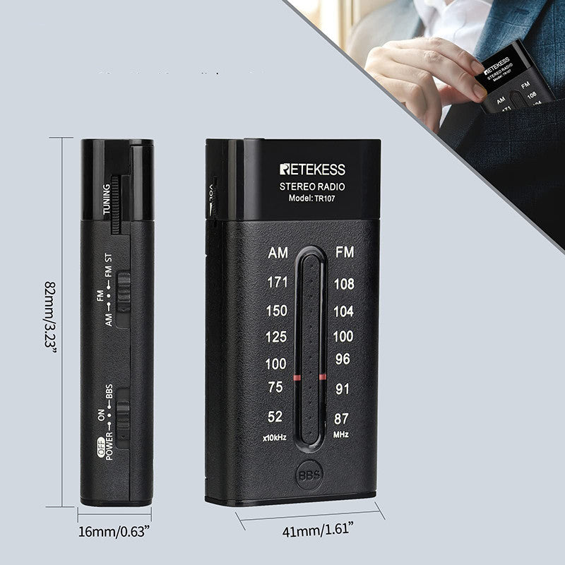 Mini Two-Band Elderly Portable Outdoor Sports Headphones FM Radio