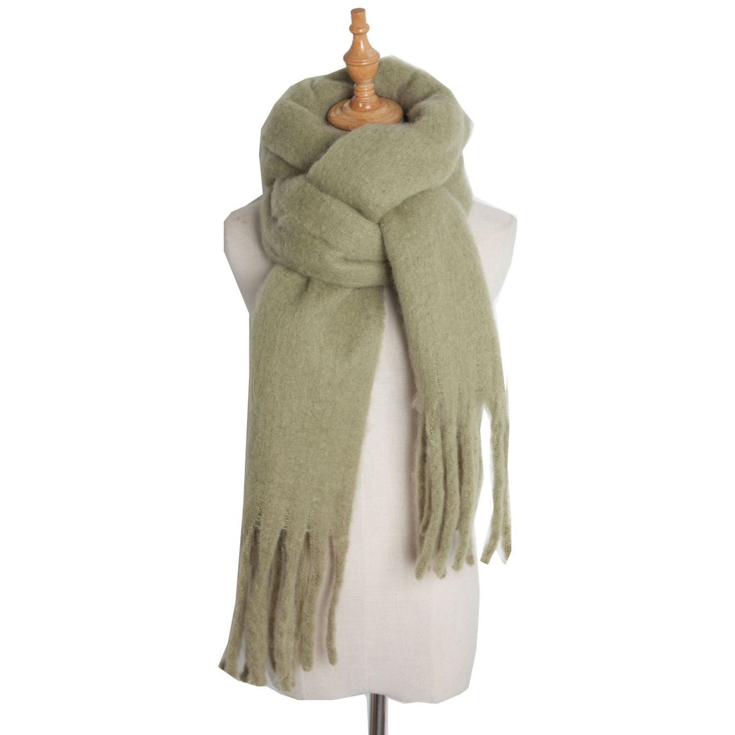 Mohair Twist Flet Plys Tørklæde til Kvinder Vinter Fortykket