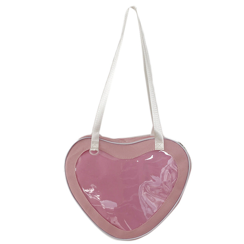 Enkel alt-matchende hjerteformet gennemsigtig hånd-crossbody-taske