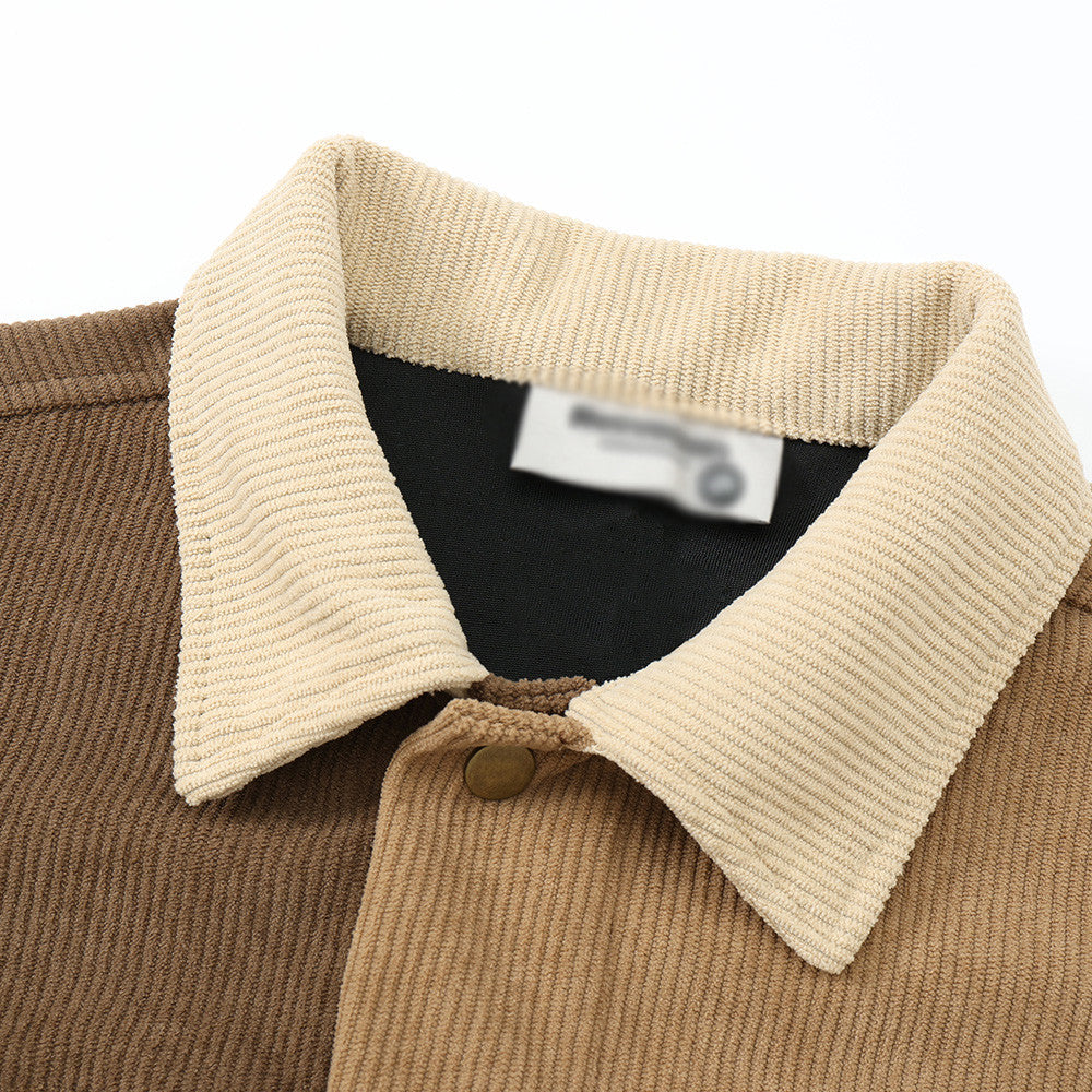 Asymmetric Color Contrast Patchwork Workwear Jacket