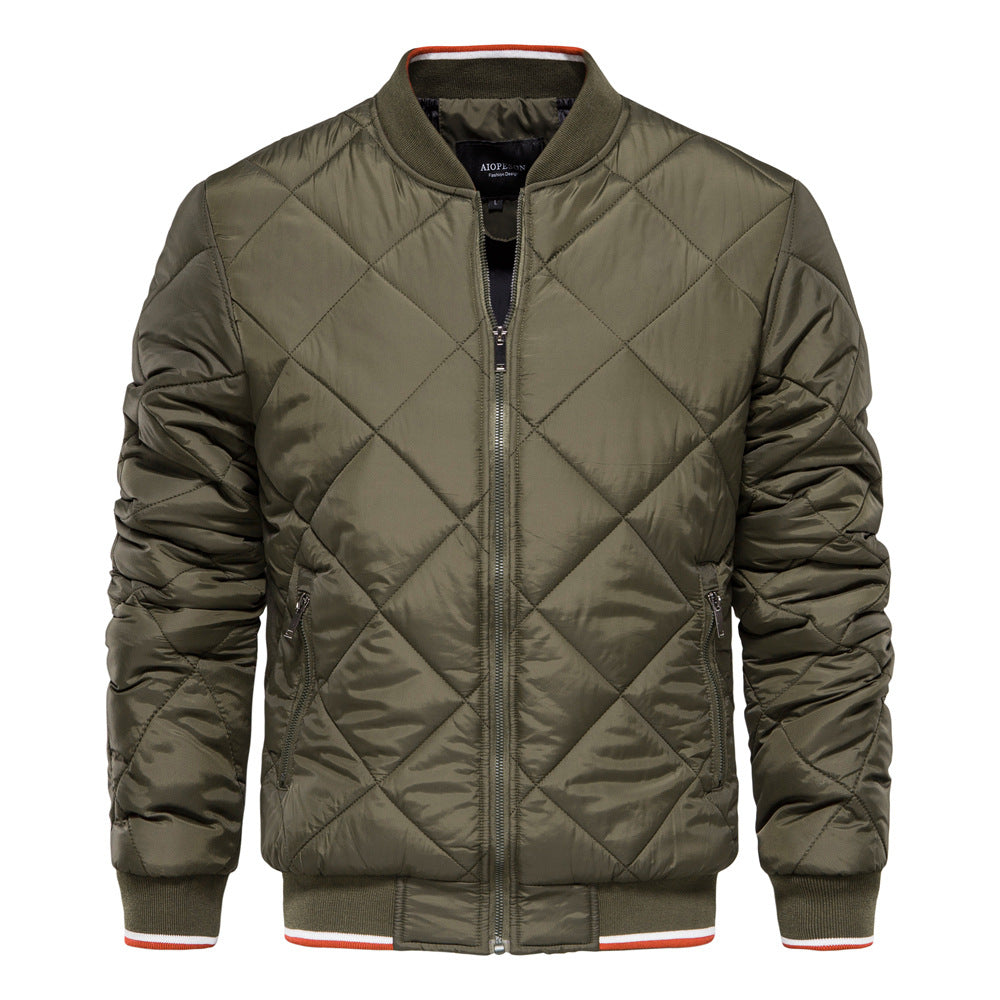Men's Stand Collar Cotton-padded Jacket Solid Color Casual Cotton-padded Jacket