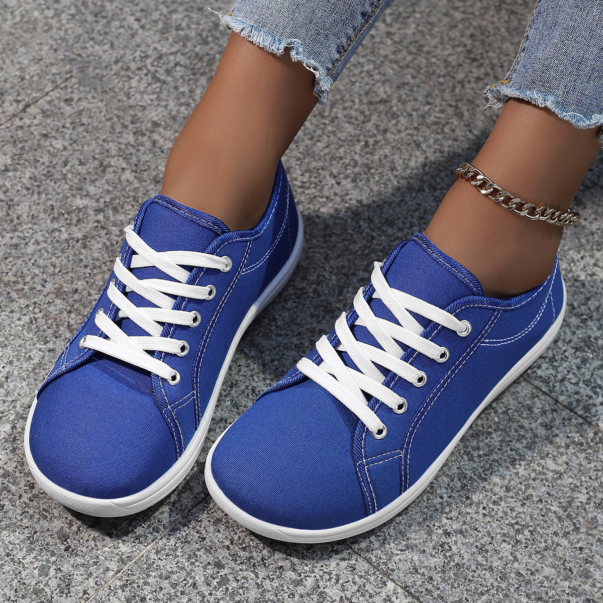 White Canvas Sneakers With Soft Soles For Couples